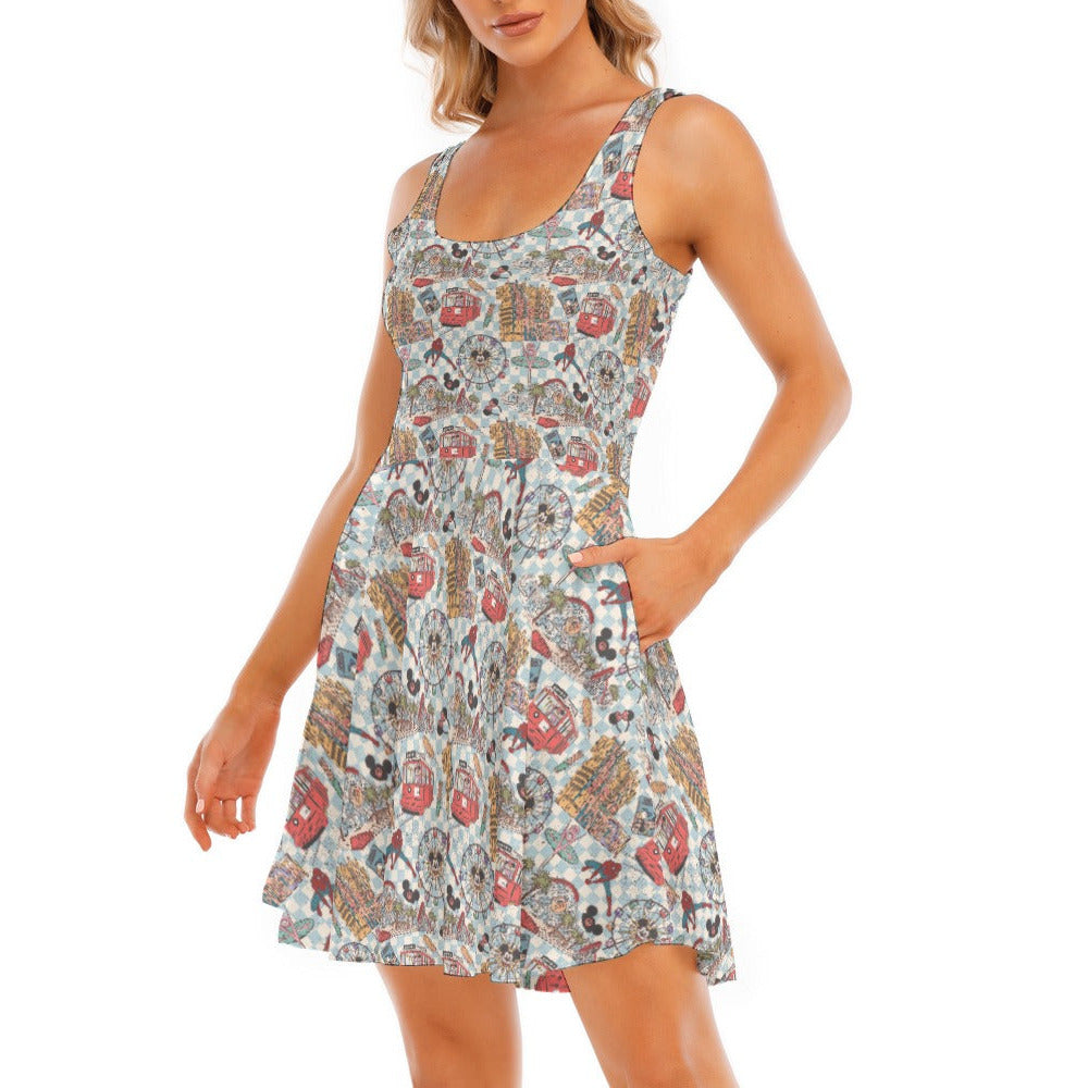 Revamped DCA - Women's Sleeveless Pocket Skater Dress