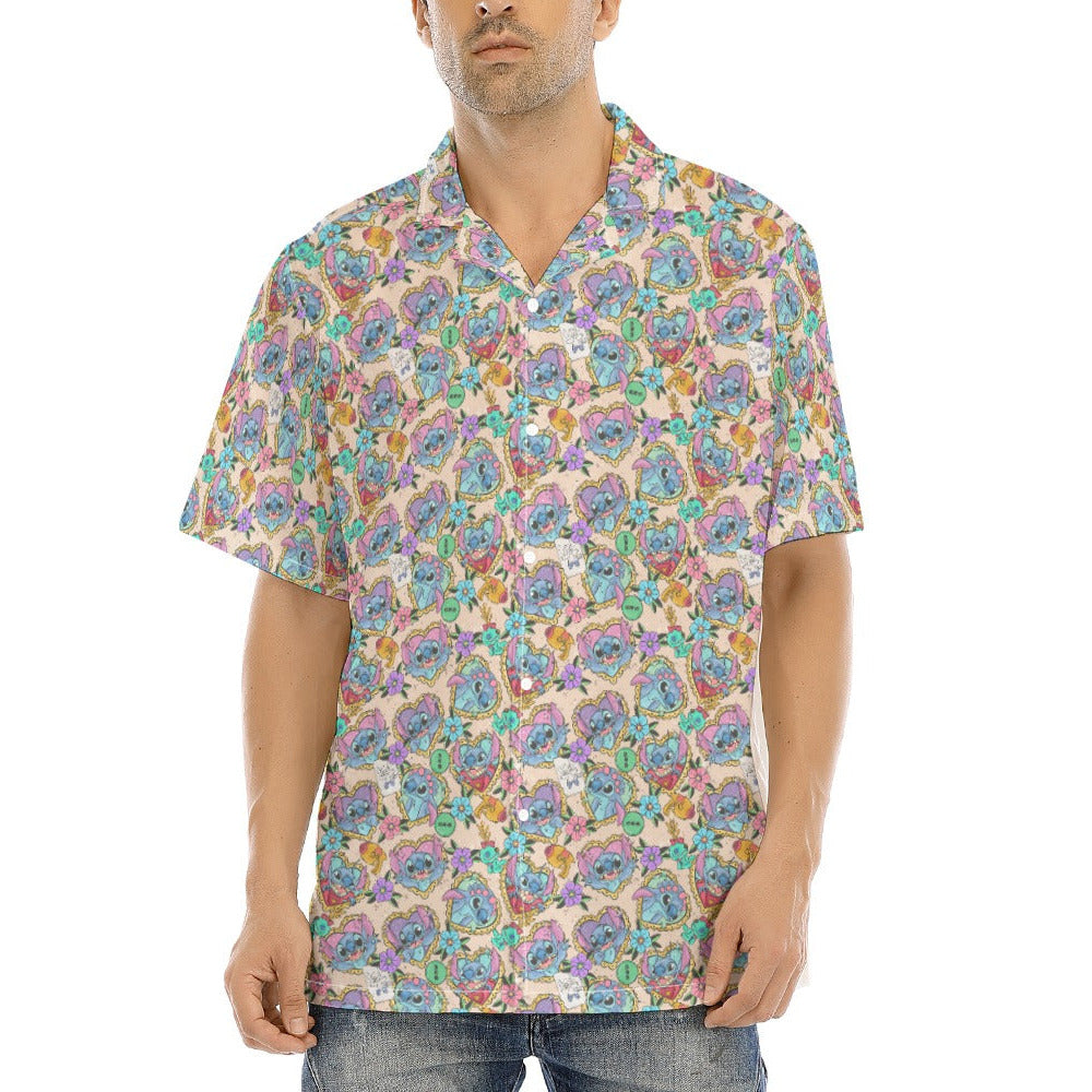 Tattoo Hearts Island Mischief - Men's Hawaiian Button Up Shirt