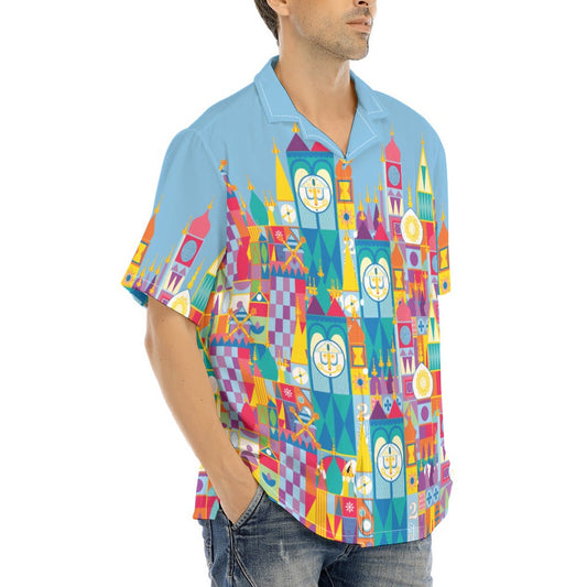 Whimsical World Facade - Men's Hawaiian Button Up Shirt