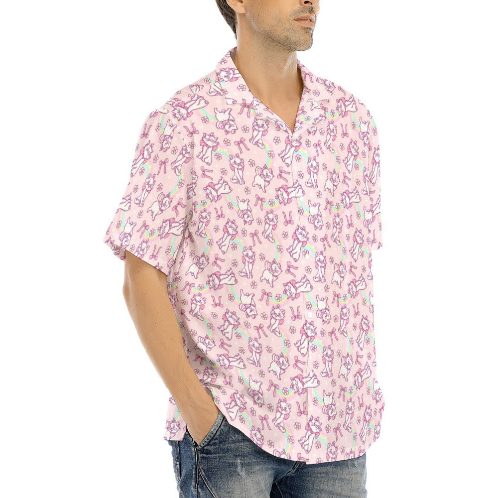 Rainbow Bow Kitty - Men's Hawaiian Button Up Shirt