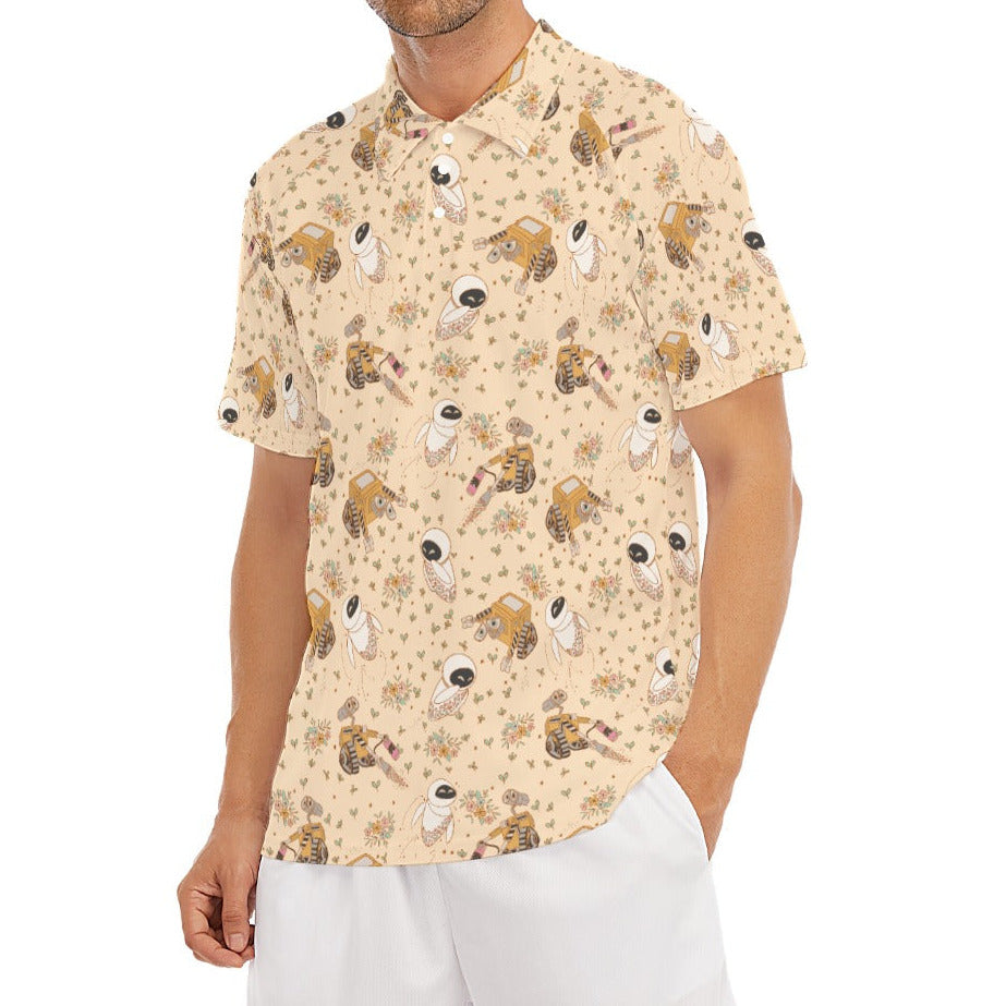 Botanical Robot Love Story - Men's Polo Shirt