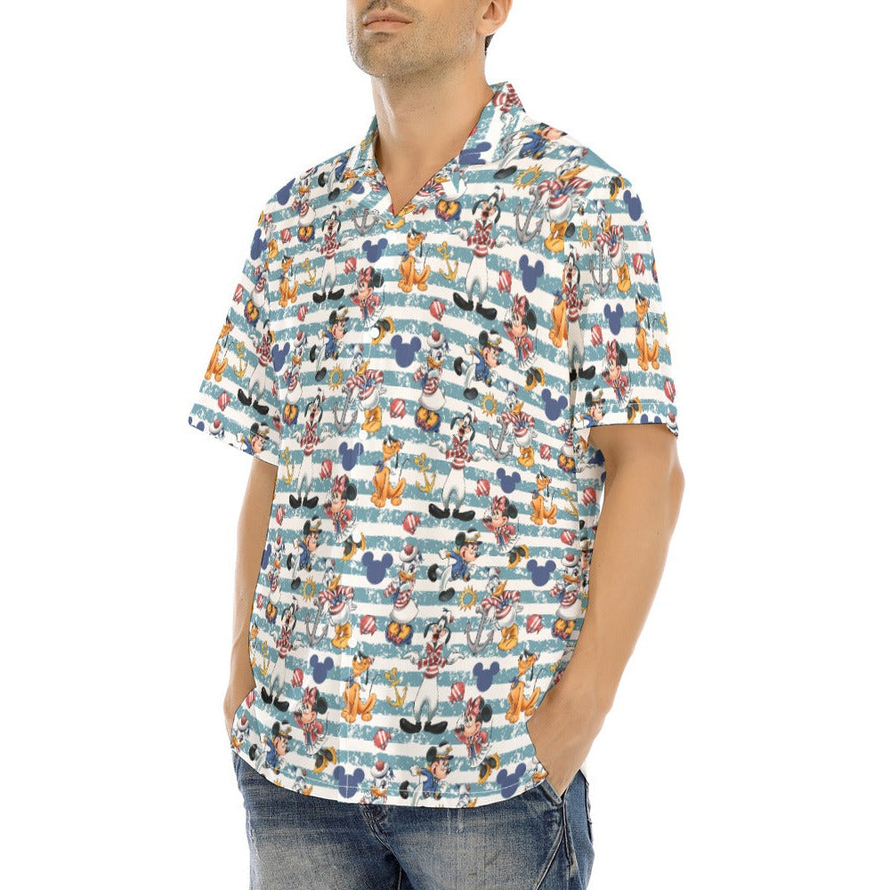 Cruise Crew on Deck - Men's Hawaiian Button Up Shirt