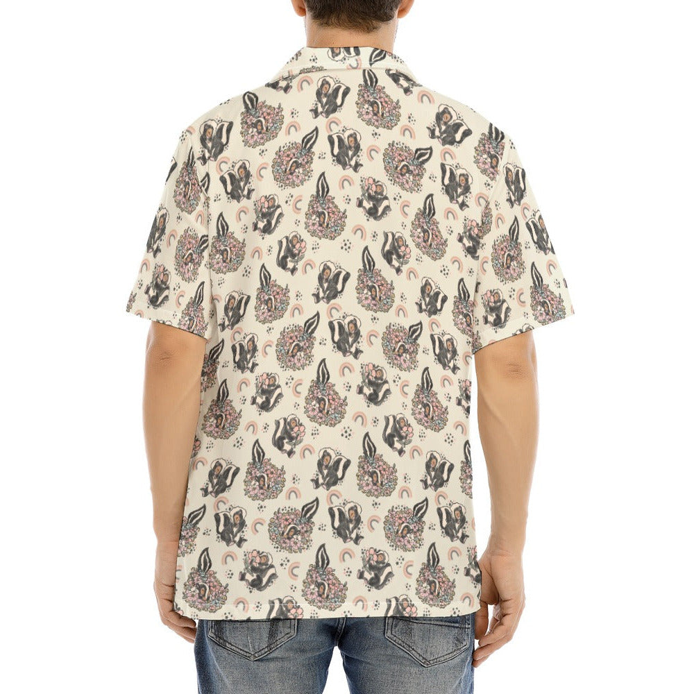 Bashful Blooming Skunk - Men's Hawaiian Button Up Shirt