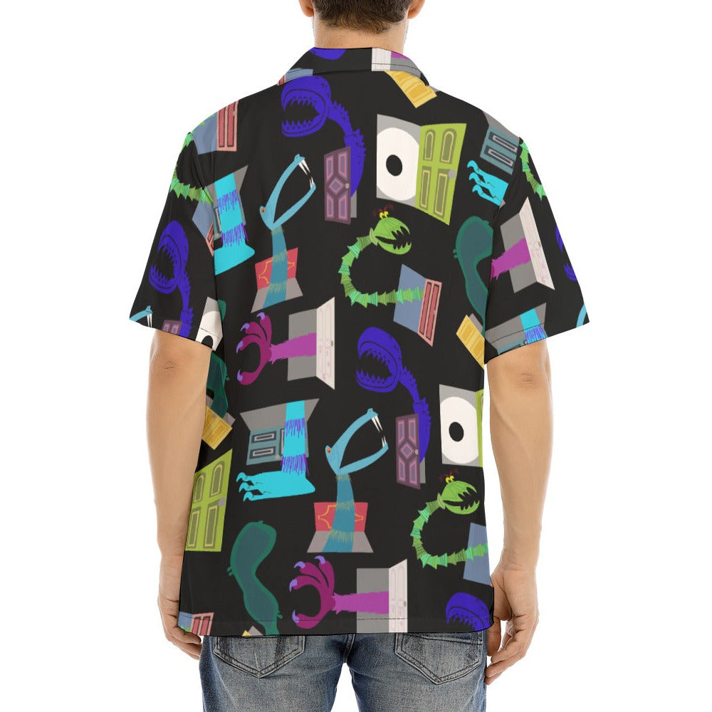 Monsters in Closets - Men's Hawaiian Button Up Shirt