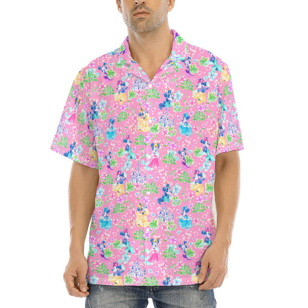 Princess Palm Party - Men's Hawaiian Button Up Shirt