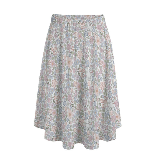 Springtime Kitten Garden Elegance - Women's Pocket Midi Skirt