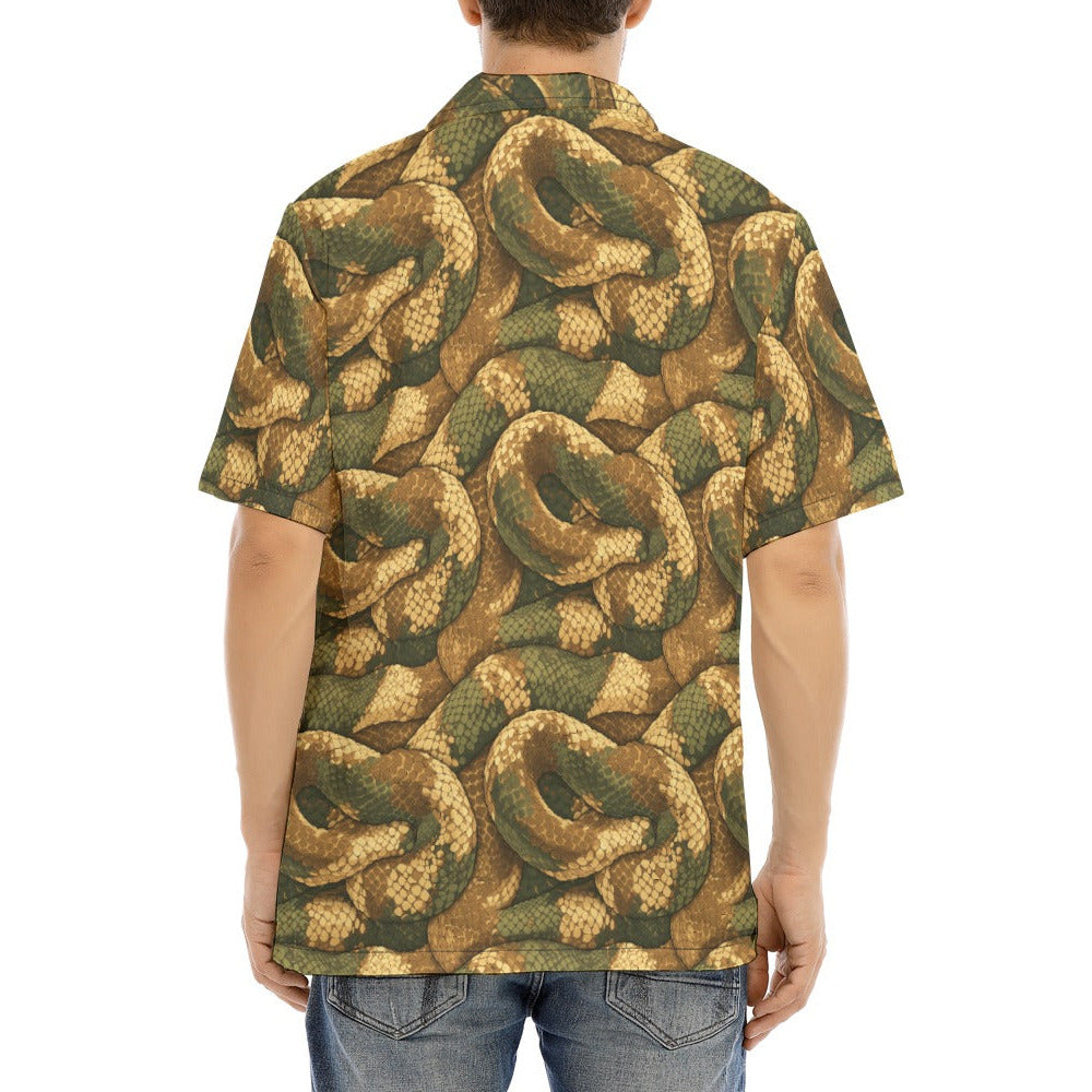 Animal Print - Snake - Men's Hawaiian Button Up Shirt