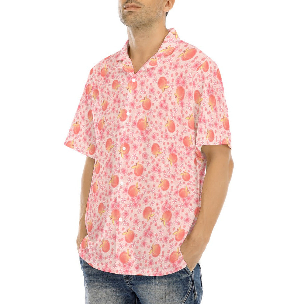 Summer Fruits - Peaches - Men's Hawaiian Button Up Shirt