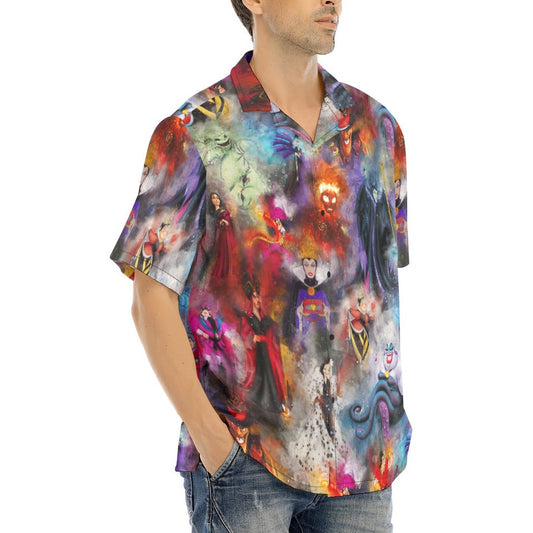 Watercolor Wicked Villains - Men's Hawaiian Button Up Shirt