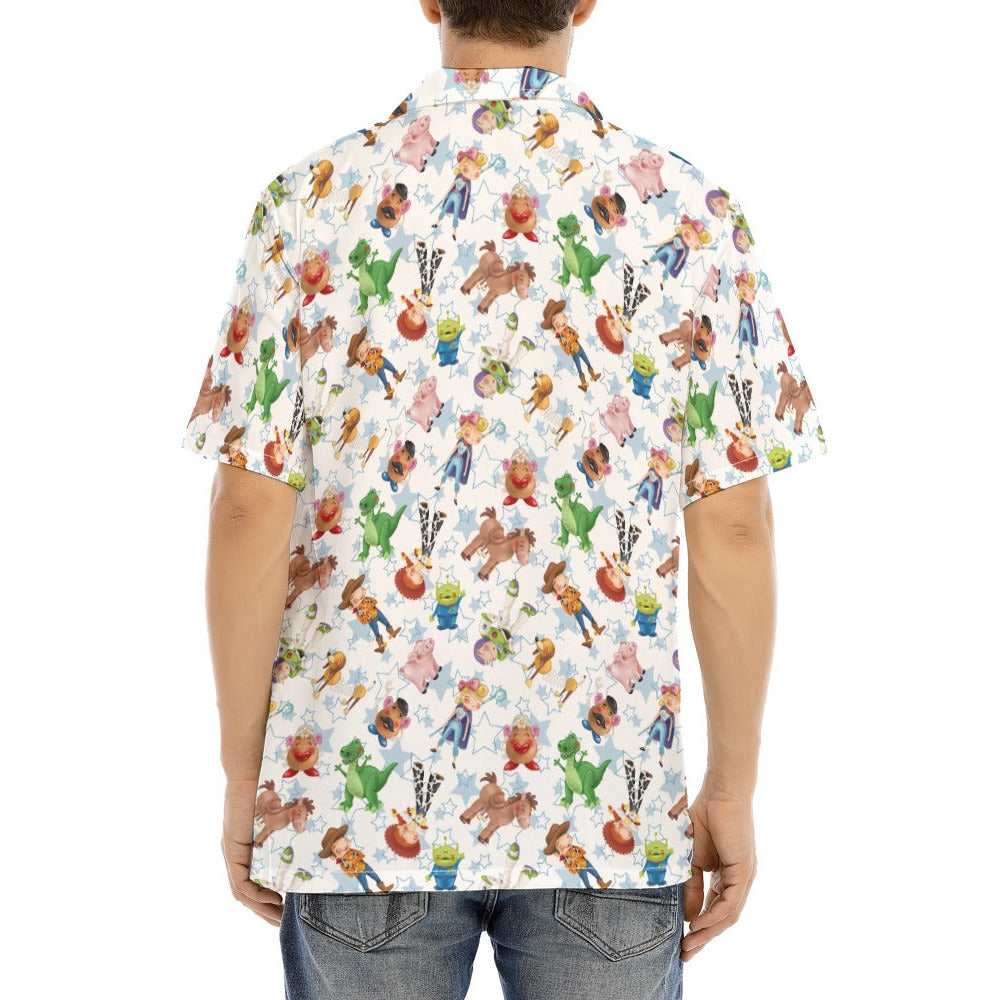 Playful Toy Friends - Men's Hawaiian Button Up Shirt
