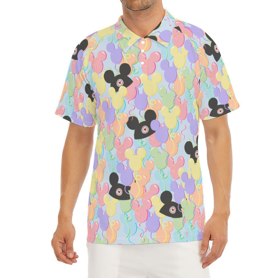 Pastel Mouse Ear Balloons - Men's Polo Shirt