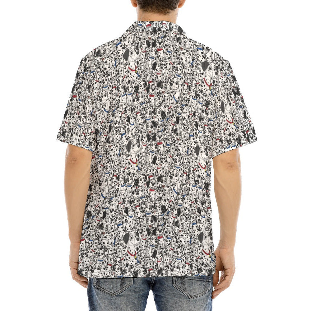 Sketchy Spotted Puppies - Men's Hawaiian Button Up Shirt
