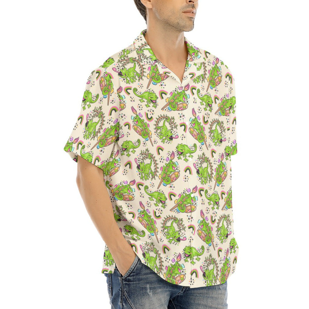 Colorful Chameleon Splash - Men's Hawaiian Button Up Shirt
