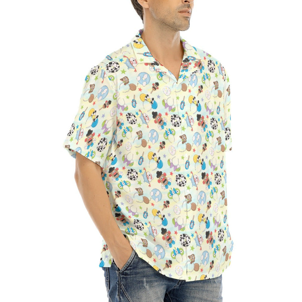Playful Toy Style Icons - Men's Hawaiian Button Up Shirt