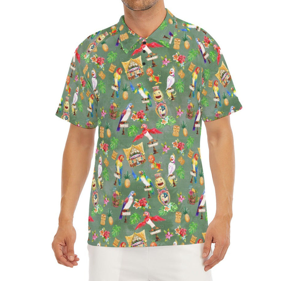Orange Bird & Tiki Friends - Men's Polo Shirt