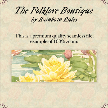 Lily Pond Ducklings and Frogs - Digital Seamless Pattern