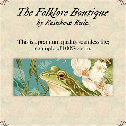 Frogs, Ducklings, and Floral Pond - Digital Seamless Pattern