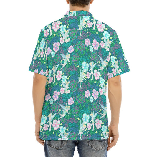 Pixie in Neon Blooms - Men's Hawaiian Button Up Shirt