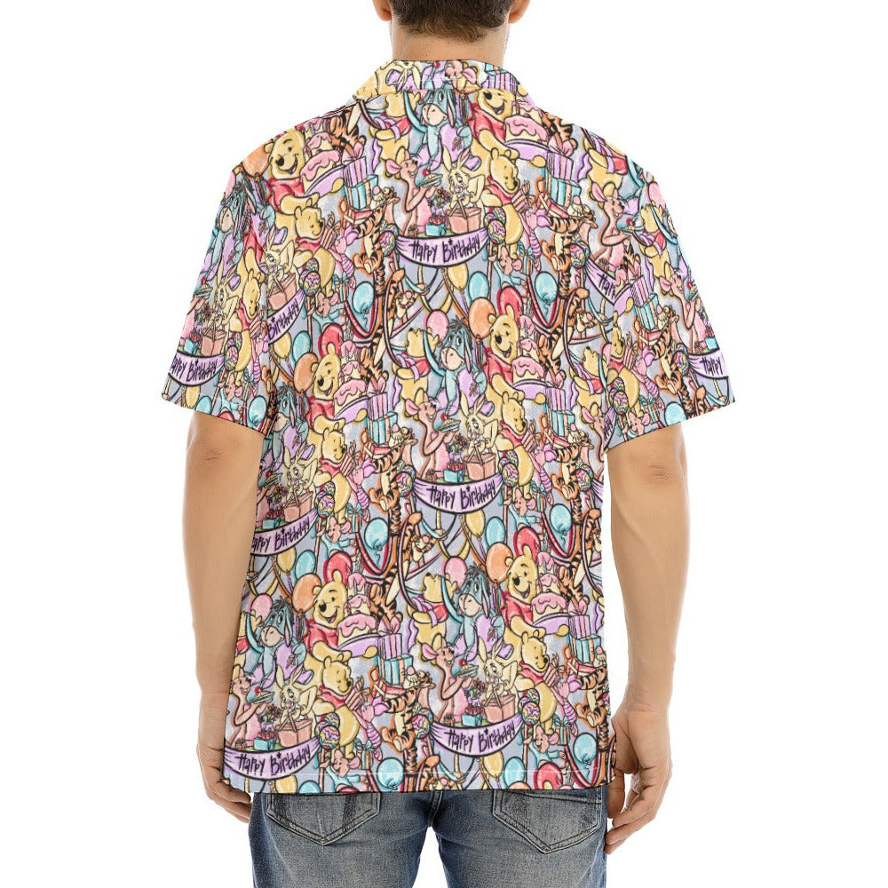Birthday Bash in the Woods - Men's Hawaiian Button Up Shirt