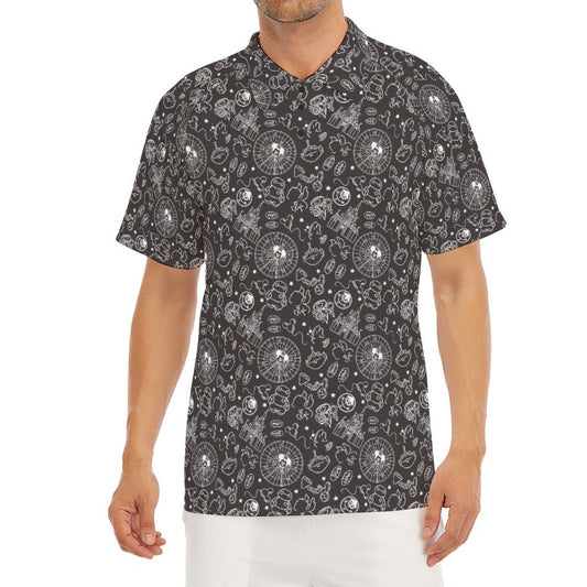 Monochrome Theme Park Icons - Men's Polo Shirt