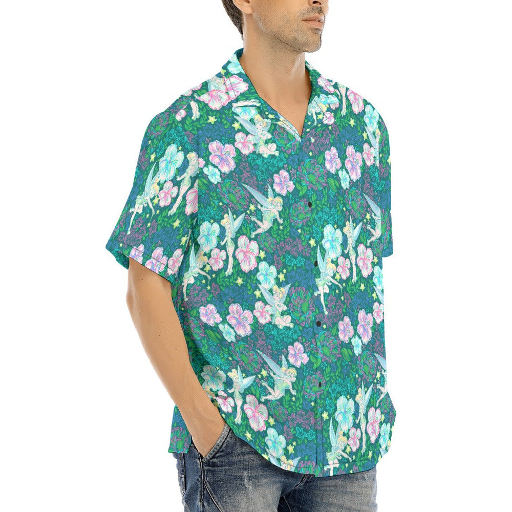 Pixie in Neon Blooms - Men's Hawaiian Button Up Shirt