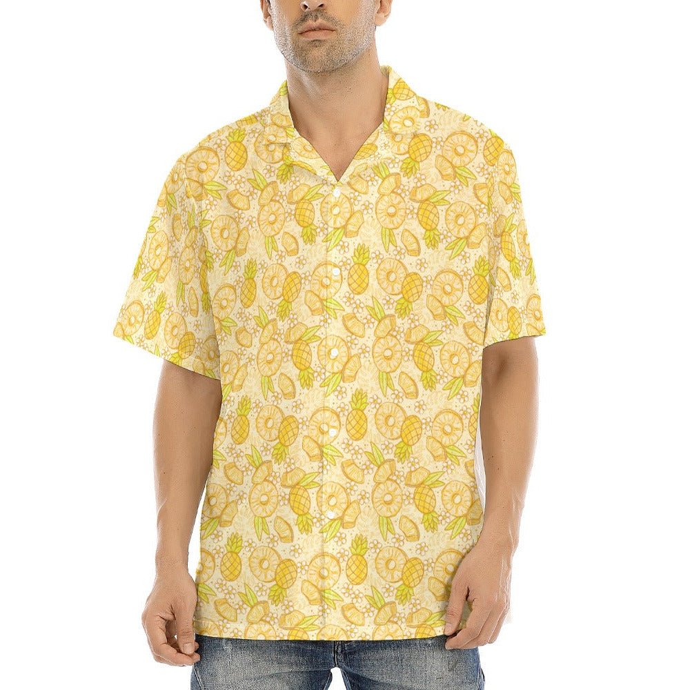 Summer Fruits - Pineapple - Men's Hawaiian Button Up Shirt