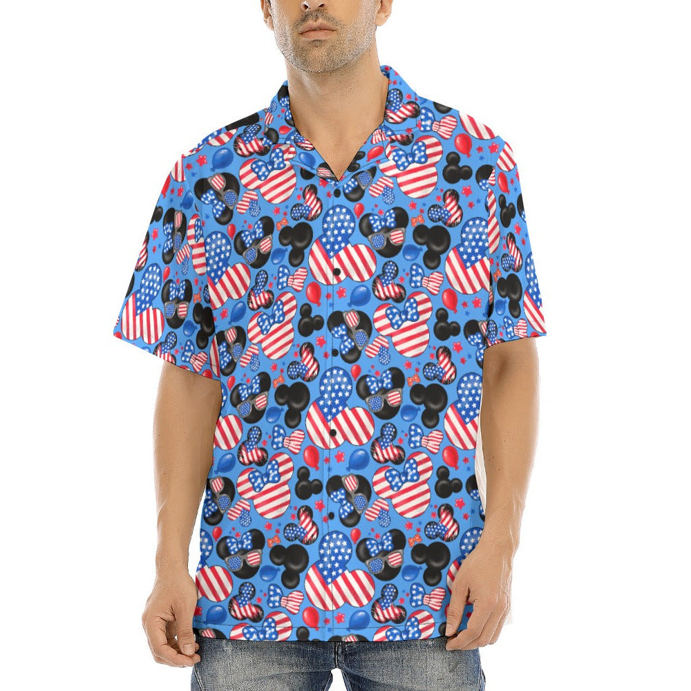 Mouse Fourth of July Celebration - Men's Hawaiian Button Up Shirt