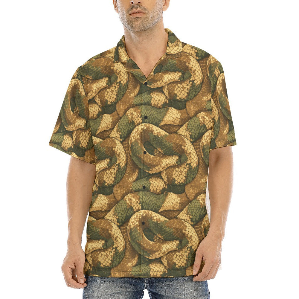 Animal Print - Snake - Men's Hawaiian Button Up Shirt