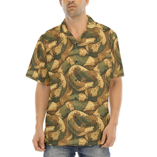 Animal Print - Snake - Men's Hawaiian Button Up Shirt