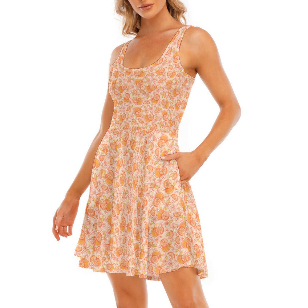 Summer Fruits - Oranges - Women's Sleeveless Pocket Skater Dress