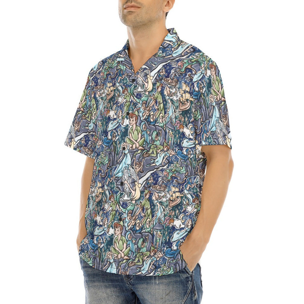 Magical Skybound Adventure - Men's Hawaiian Button Up Shirt