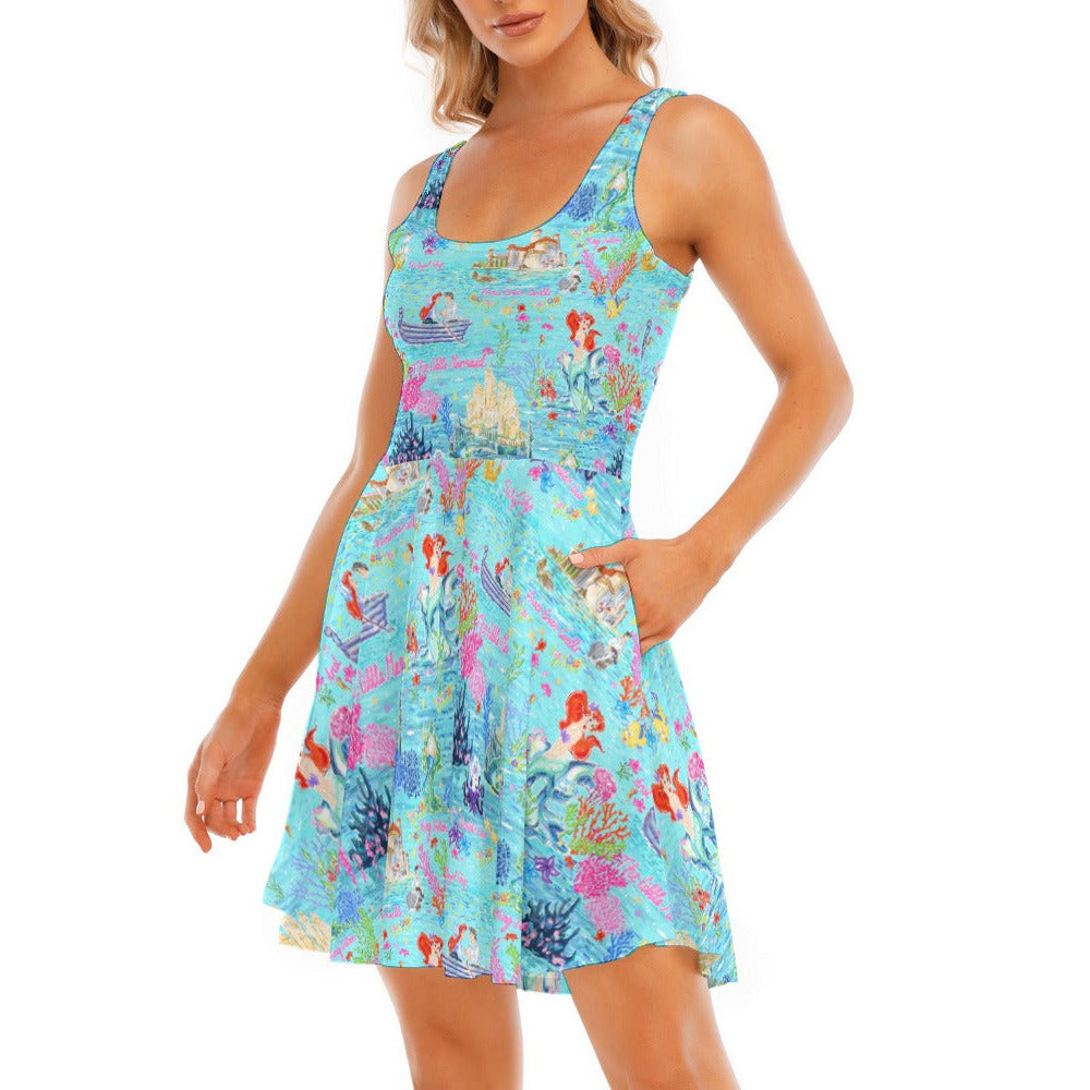 Ocean Wonderland Dreams - Women's Sleeveless Pocket Skater Dress
