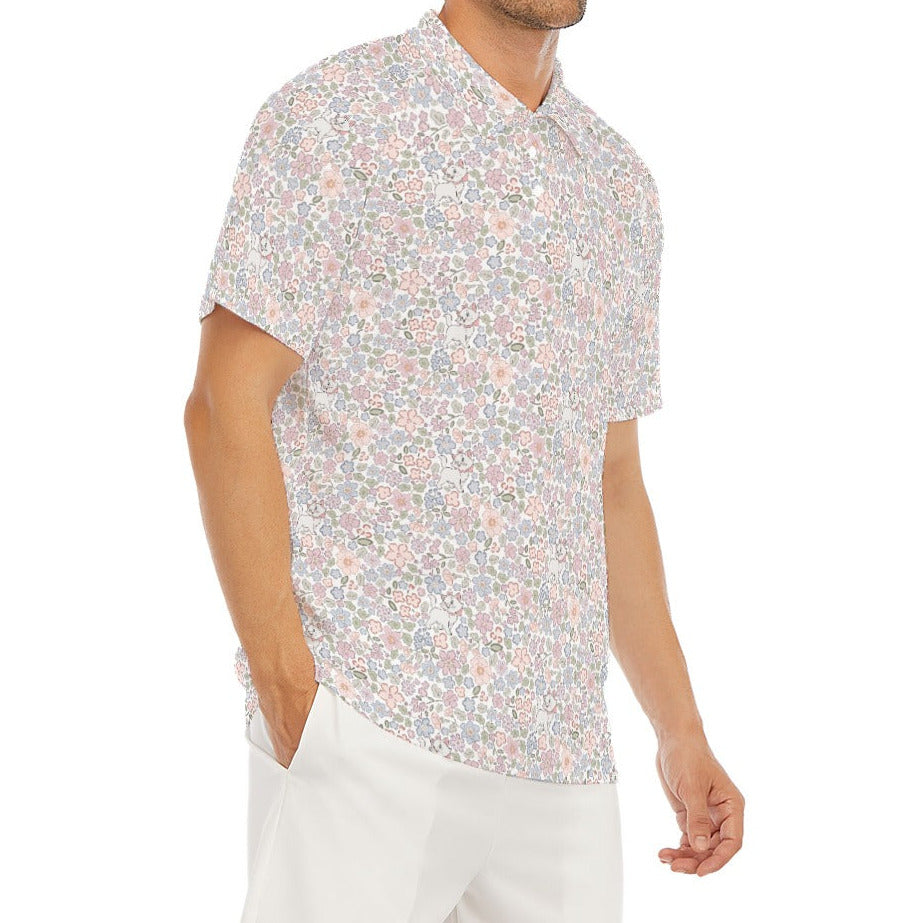 Springtime Kitten Garden Elegance - Men's Polo Shirt