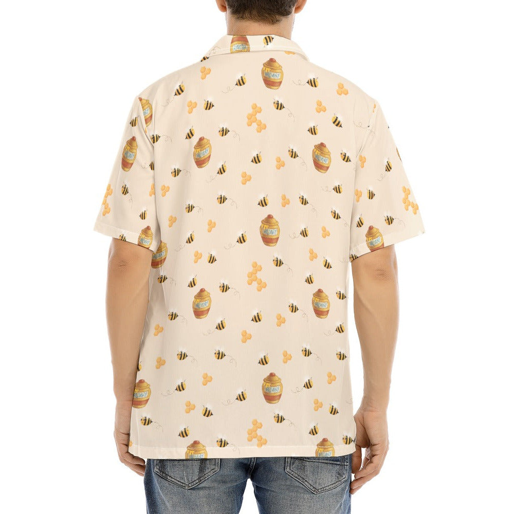Sweet Hunny Pot & Bees - Men's Hawaiian Button Up Shirt