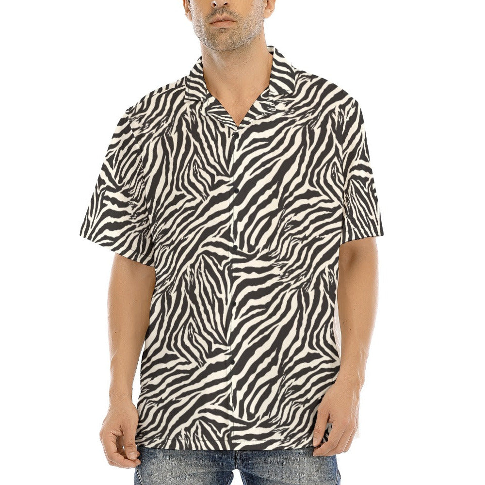 Animal Print - Zebra - Men's Hawaiian Button Up Shirt