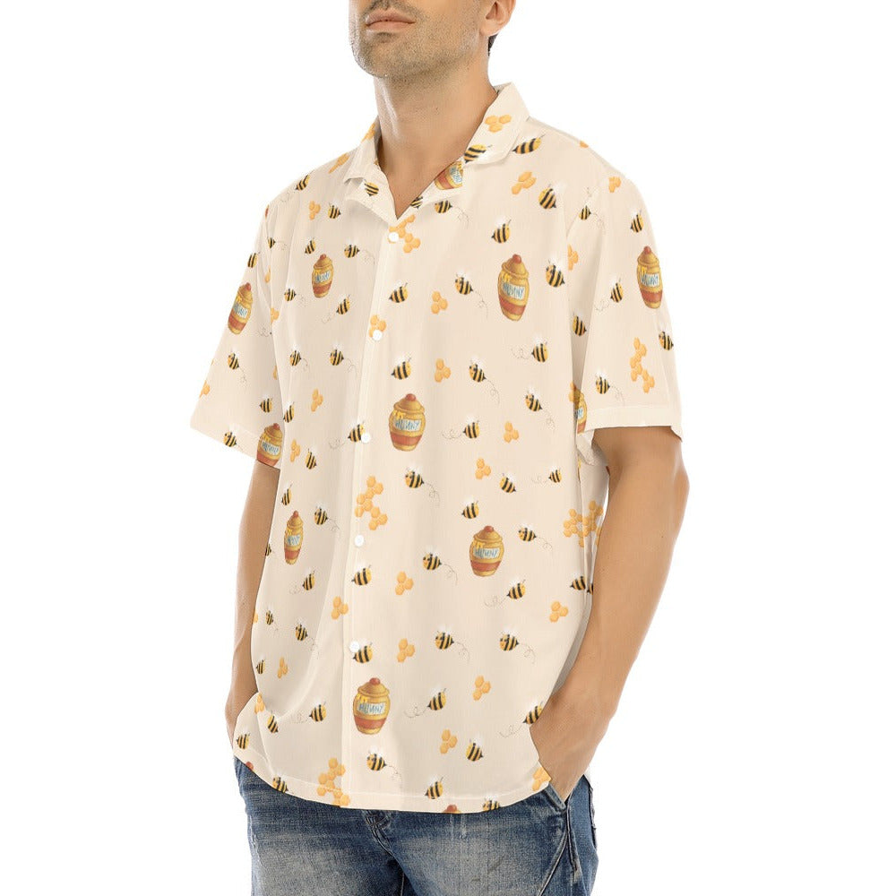 Sweet Hunny Pot & Bees - Men's Hawaiian Button Up Shirt