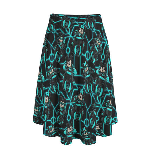 Electric Neon Grid Adventure - Women's Pocket Midi Skirt