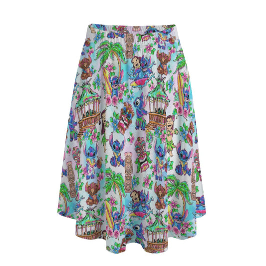 Bright Island Chaos Hand Drawn - Women's Pocket Midi Skirt