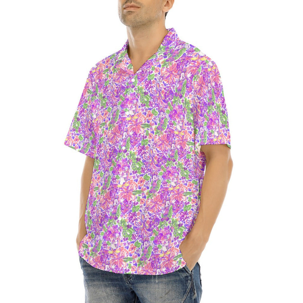 Tropical Splash Vibes - Iconic Crew - Men's Hawaiian Button Up Shirt