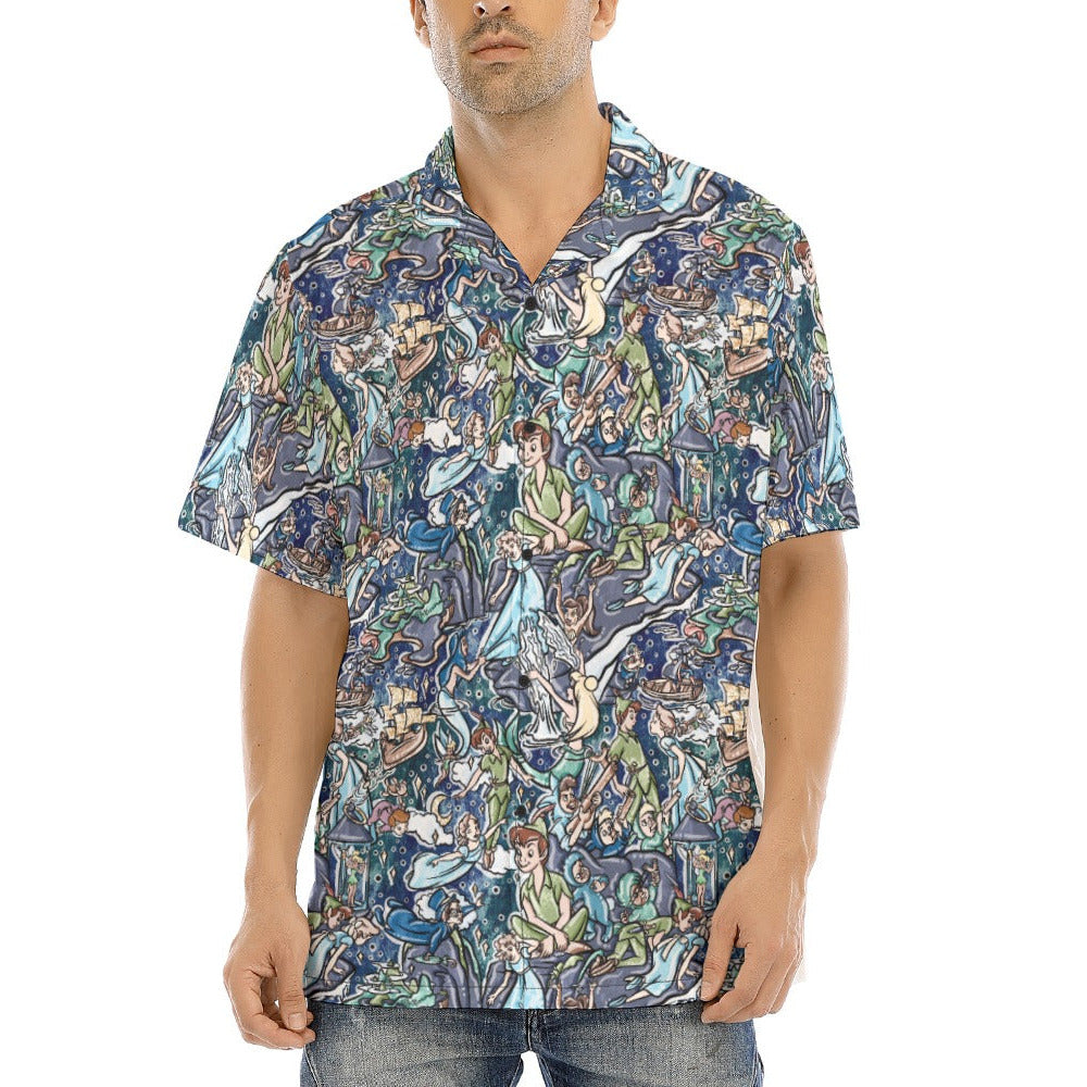Magical Skybound Adventure - Men's Hawaiian Button Up Shirt