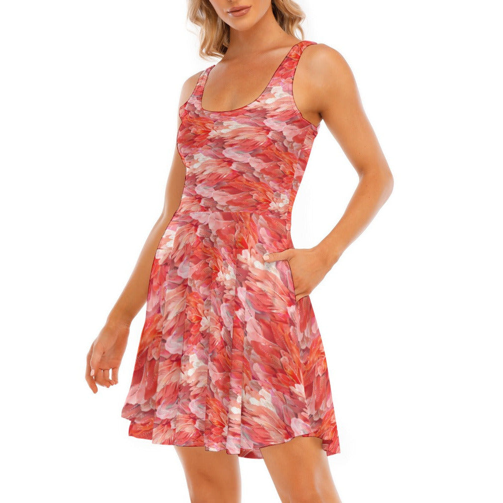 Animal Print - Flamingo - Women's Sleeveless Pocket Skater Dress