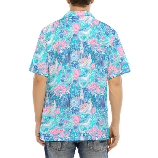 Ice Queen Frosted Florals - Men's Hawaiian Button Up Shirt