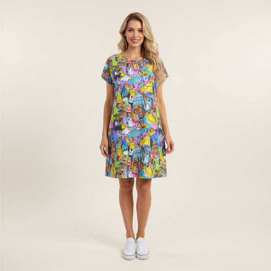 Enchanted Tale Storybook Scenes - Women's T-Shirt Dress