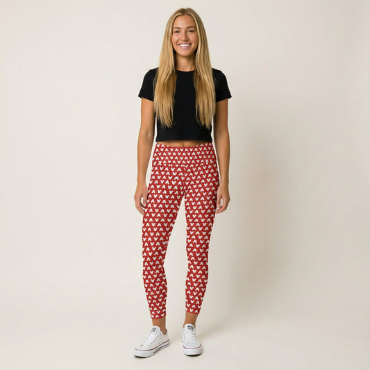 Playful Polka Dot Ears Red - Women's Yoga Leggings