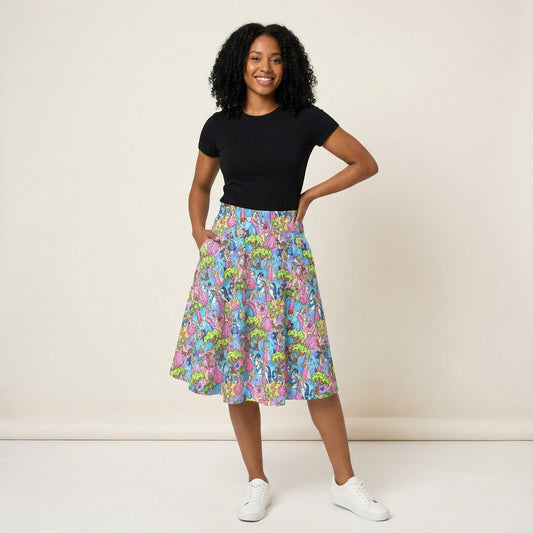 Dreaming Princess Storybook Scenes - Women’s Pocket Midi Skirt