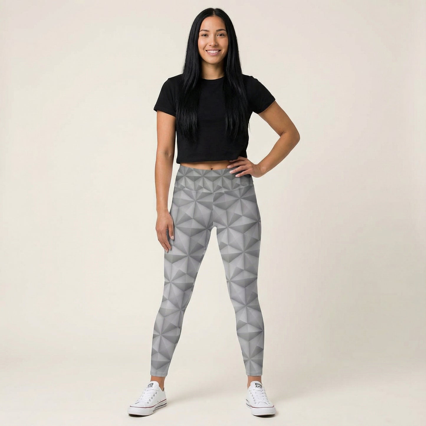 Geometric Silver Sphere - Women's Yoga Leggings