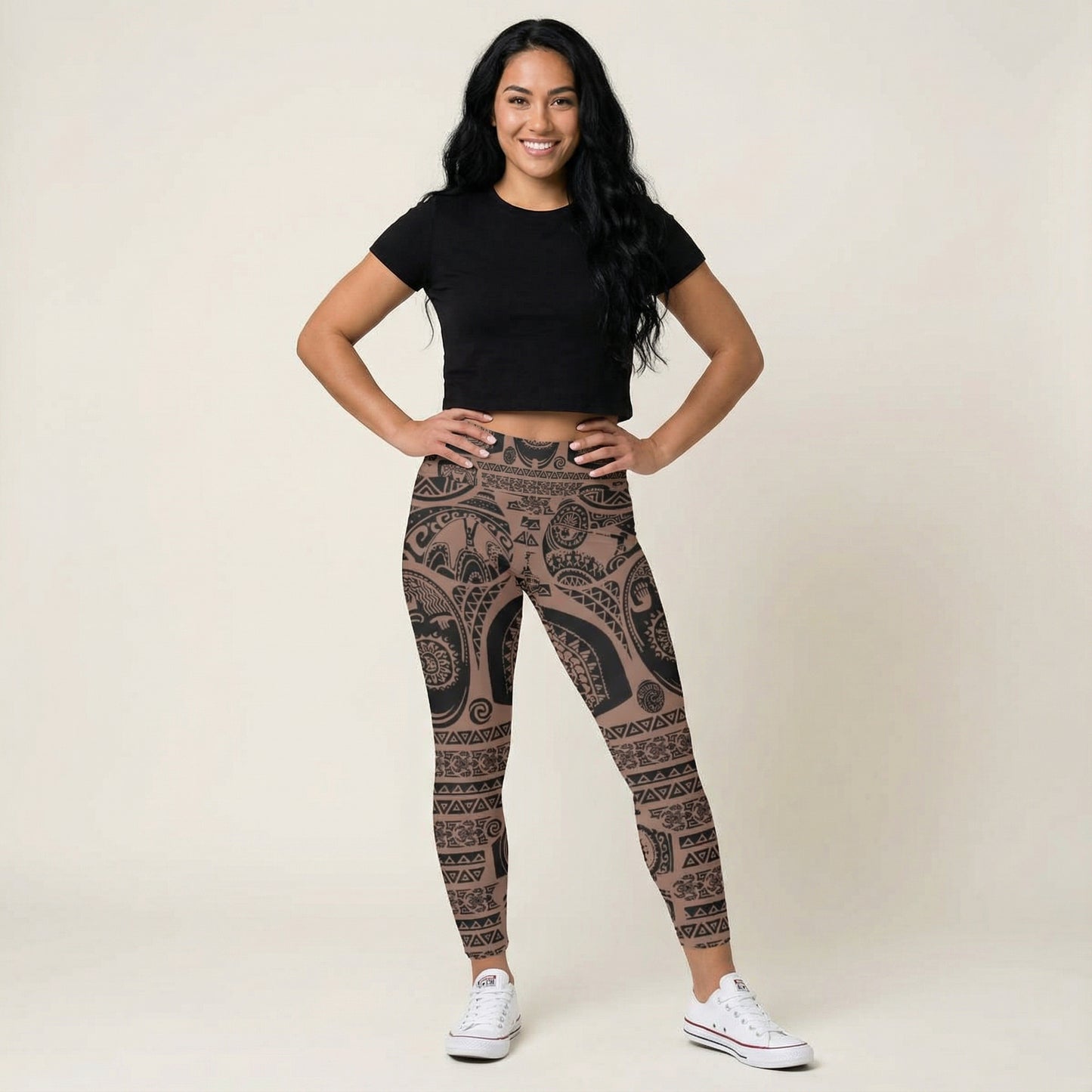 Polynesian Tattoo Motifs - Women's Yoga Leggings