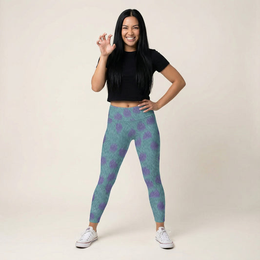 Turquoise Monster Spots - Women's Yoga Leggings
