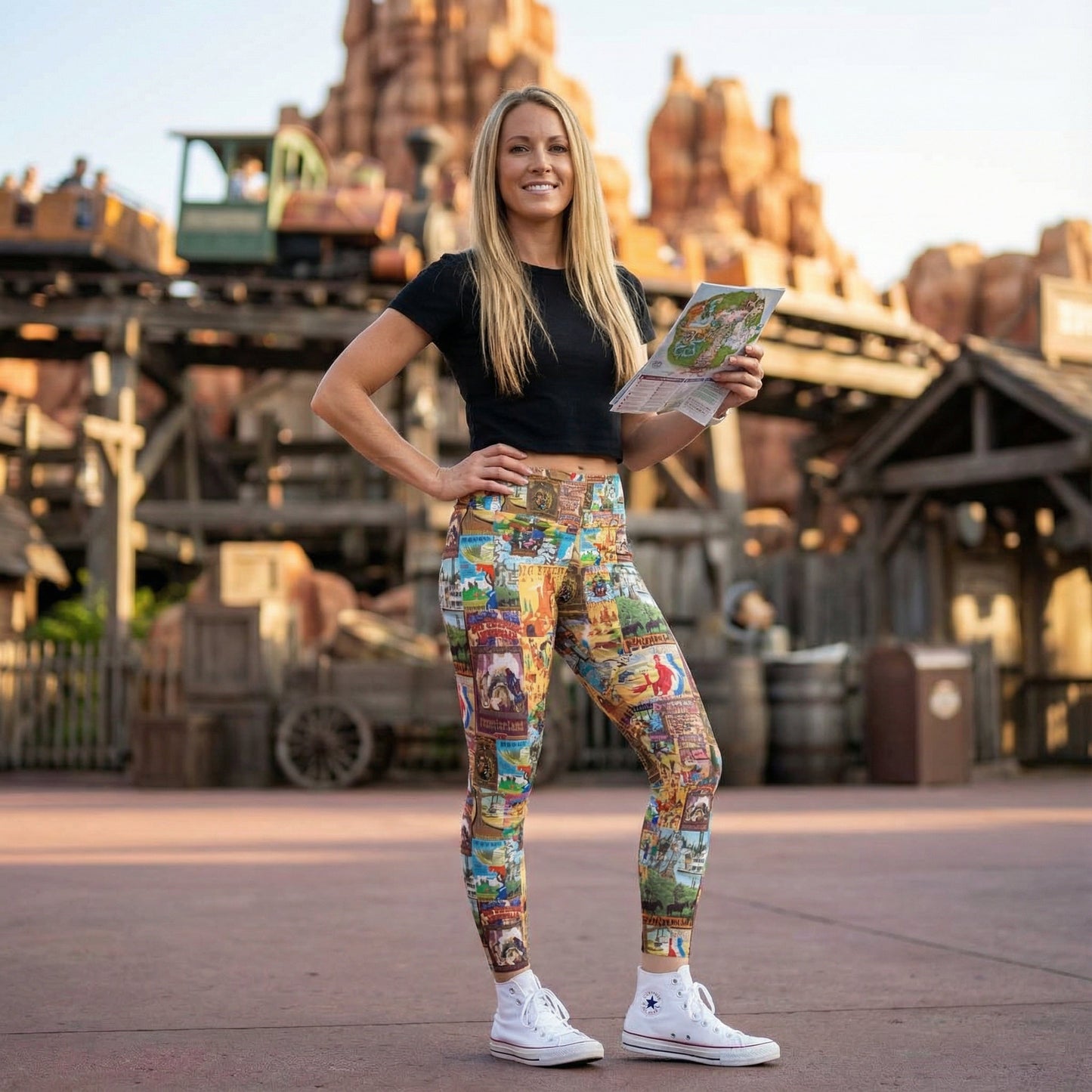 Vintage Frontier Ride Posters - Women's Yoga Leggings