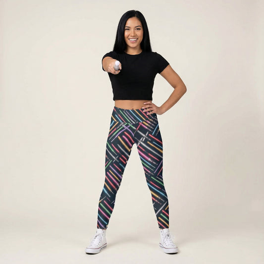 Vibrant Galaxy Sabers - Women's Yoga Leggings